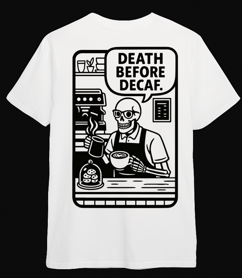 Death Before Decaf T-Shirt - Looming Mischief