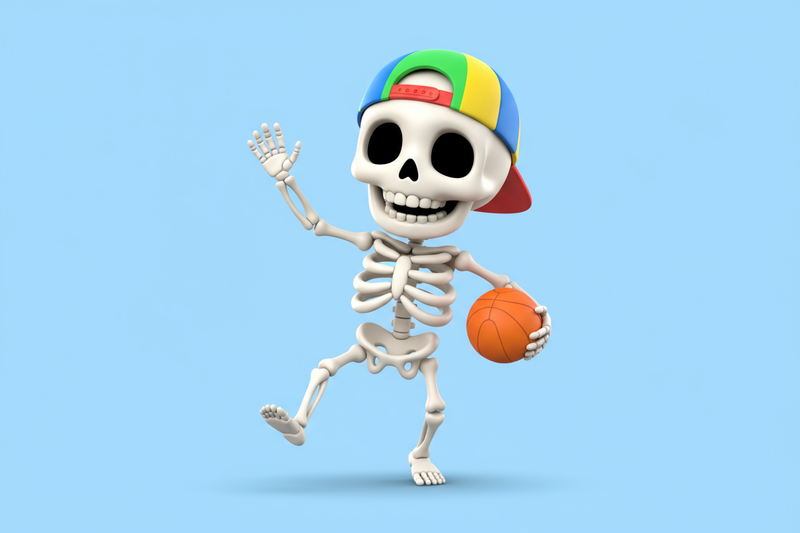lets see a little friendly kid skeleton sporting a backwards cap